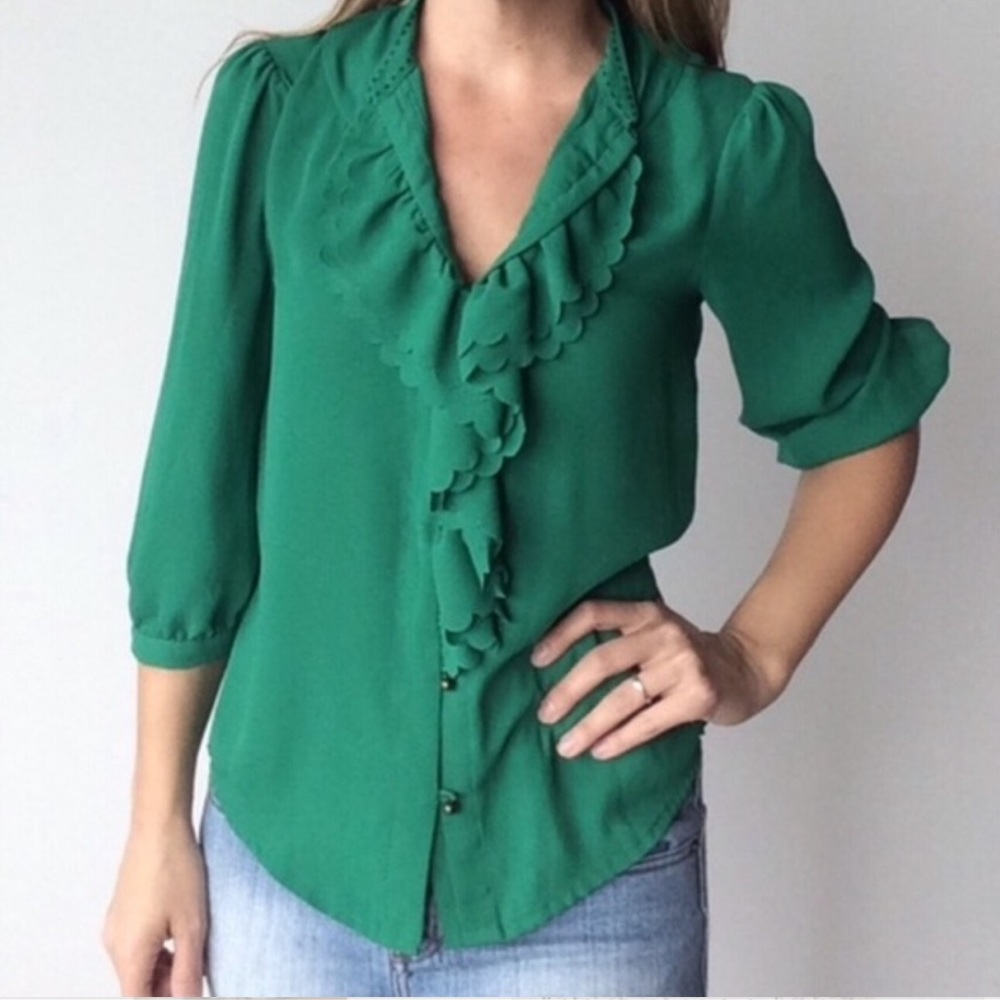 Anthropologie ruffled picea button down blouse